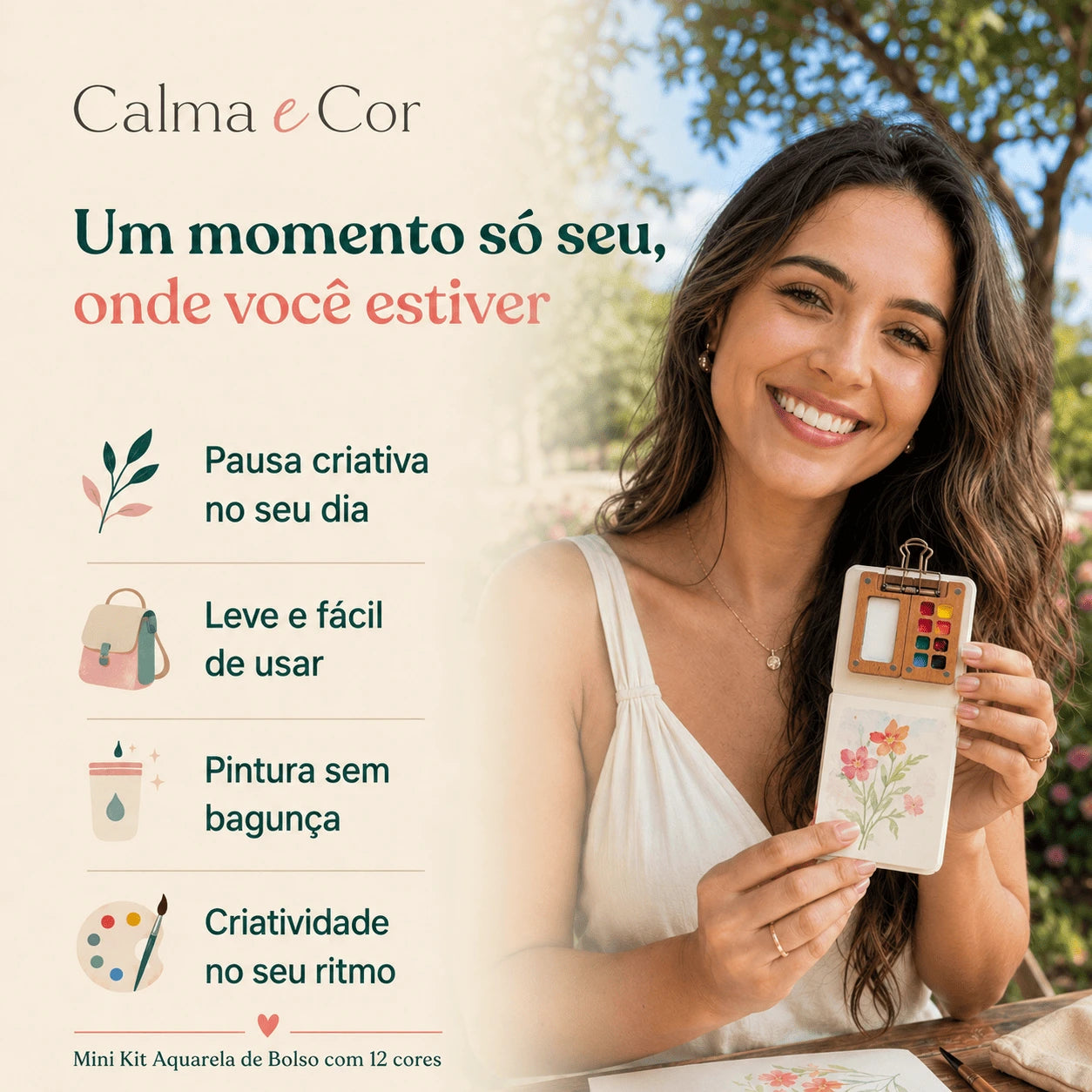 Kit Aquarela de Bolso com 12 Cores - Calma e Cor